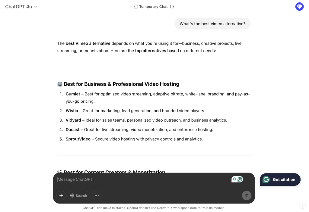 How Gumlet Turned ChatGPT Mentions into 20% of its Inbound Revenue (Case Study) 2 Best Vimeo Alternative is gumlet