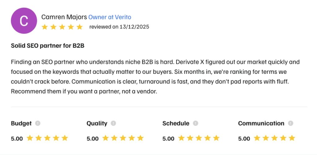 Case Study: How Verito Went From Position 40 to AI's #1 Pick 5 Verito - camren review