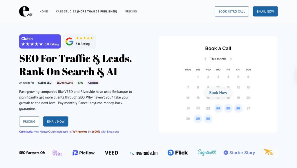 10 Best B2B SaaS SEO Agencies in 2026 (Reviewed by a $5M+ Founder) 10 Embarque