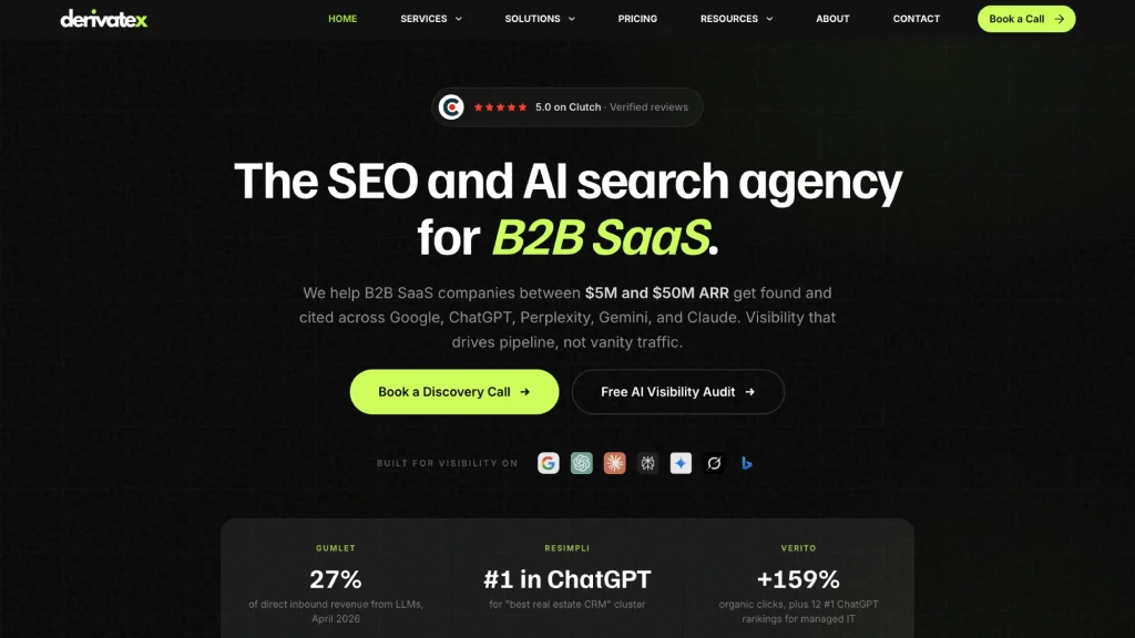 6 Best GEO Agencies for B2B SaaS in 2026 (Ranked and Reviewed) 3 DerivateX – Best GEO Agency for B2B SaaS