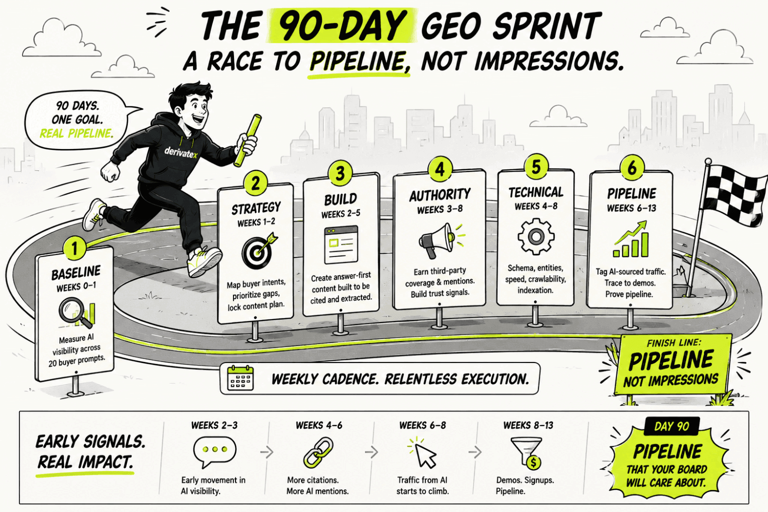 The 90-Day GEO Sprint: A Methodology That Ends in Pipeline, Not Impressions 4 90 day GEO sprint roadmap 2