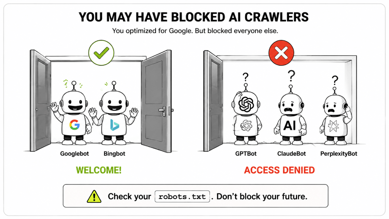 What Is LLM Training Data Eligibility? How to Know If Your Content Made It In 5 Blocked AI crawlers infographic