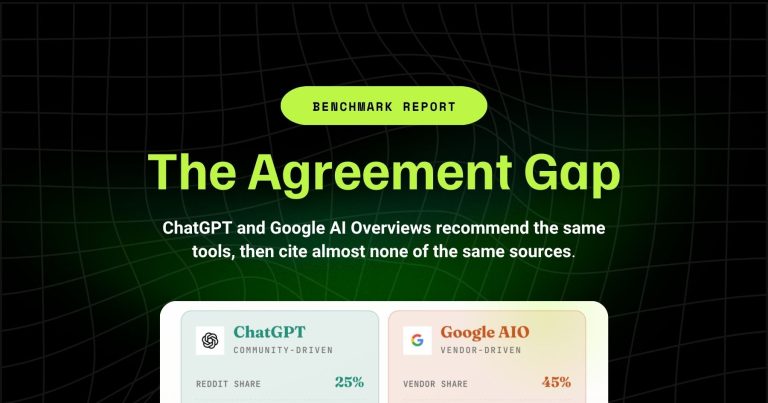 The Agreement Gap: ChatGPT and Google AI Overviews recommend the same tools, then cite almost none of the same sources 1 The Agreement Gap