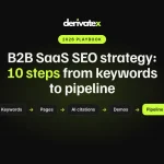 DerivateX logo above the headline B2B SaaS SEO strategy: 10 steps from keywords to pipeline