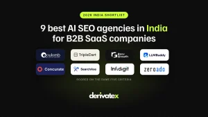 9 Best AI SEO Agencies in India for B2B SaaS Companies 10 Logos of eight Indian AI SEO agencies under the headline 9 best AI SEO agencies in India for B2B SaaS
